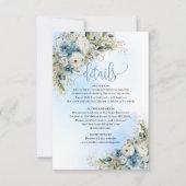 おしゃれなダスティブルーゴールドの結婚式詳細カード 出欠カード (正面)