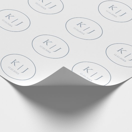 おしゃれなダスティーブルーのシンプルでエレガントな結婚式 ラッピングペーパー (角)