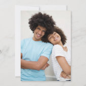 おしゃれなダスティーブルーのスクリプト写真 ウェディングセーブザデート (裏面)