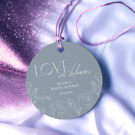 おしゃれなダスティーブルーの花モチーフのギフトタグ フェイバータグ