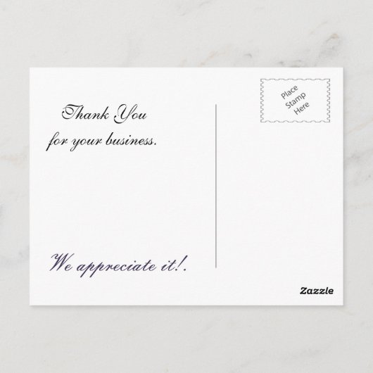 おしゃれなダマスク柄の紫のビジネス感謝カード ポストカード (裏面)