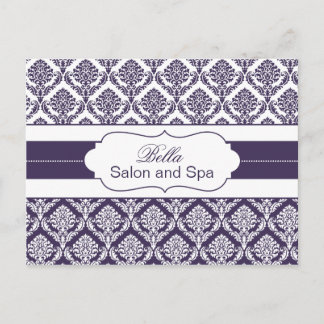 おしゃれなダマスク柄の紫のビジネス感謝カード ポストカード