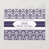 おしゃれなダマスク柄の紫のビジネス感謝カード ポストカード (正面)