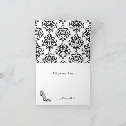 おしゃれなダマスク柄スティレットサンクスカード サンキューカード (内部)