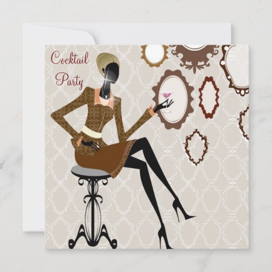 おしゃれなダマスク柄パーティー 招待状 (正面)