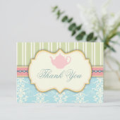 おしゃれなダマスク＆ストライプの結婚前お茶会 招待状 (スタンド正面)