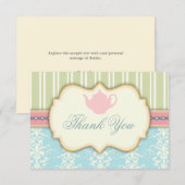 おしゃれなダマスク＆ストライプの結婚前お茶会 招待状 (正面/裏面)