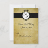 おしゃれなダマスク ヴィンテージ モノグラム 結婚式 RSCP カード (裏面)