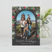 おしゃれなダークグレイの植物アーチ写真1枚 シーズンカード (スタンド正面)