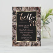 おしゃれなダークローズ ブラック 70歳の誕生日 招待状 (スタンド正面)