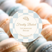 おしゃれなチェック柄の青いクロワッサン菓子製品 ラウンドシール