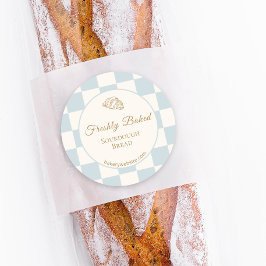 おしゃれなチェック柄ブルークロワッサン菓子製品 ラウンドシール