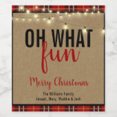 おしゃれなチェック柄 | 赤と黒のチェック柄の楽しいタイポグラフィ ワインラベル (シングルラベル)