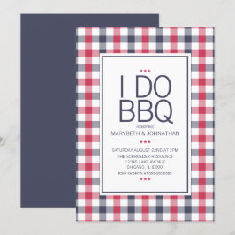 おしゃれなチェック柄BBQエンゲージメントパーティー招待状 招待状