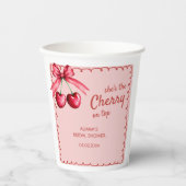 おしゃれなチェリーウェディングシャワープレート 紙コップ (正面)
