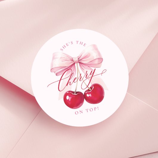 おしゃれなチェリーオントップのブライダルシャワー ラウンドシール