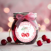 おしゃれなチェリーオントップのベビーシャワーステッカー ラウンドシール