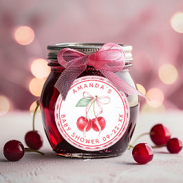 おしゃれなチェリーオントップのベビーシャワーステッカー ラウンドシール