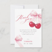 おしゃれなチェリーオントップの結婚前お礼カード サンキューカード (正面)