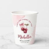 おしゃれなチェリーオントップ ボウ コクテール サマー ブライダルシャワー 紙コップ (裏面)