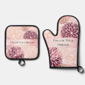 おしゃれなチックなピンクの花のブライダルシャワー 鍋つかみ&鍋敷きセット (正面)