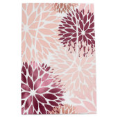 おしゃれなチックなピンクの花 ミディアムペーパーバッグ (正面)