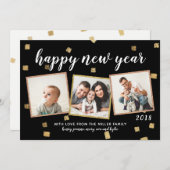 おしゃれなチャンキーコンフェッティ 3 フォト ニューヨークカード シーズンカード (正面/裏面)