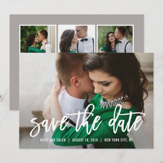 おしゃれなチャームがポイントの編集可能なSave The Dateカード 招待状 (正面/裏面)