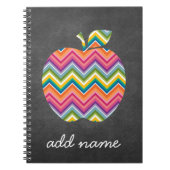 おしゃれなチョークボード背景のチェブロンパターン教師用アップル ノートブック (正面)