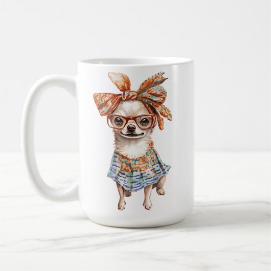 おしゃれなチワワママ 犬好きのためのグッズ コーヒーマグカップ (左)