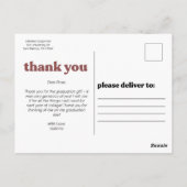 おしゃれなチークカラーのタイポグラフィー卒業感謝カード ポストカード (裏面)