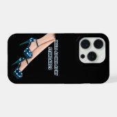 おしゃれなティール水玉ハイヒールと名言のiPhoneケース iPhoneケース (裏面横)