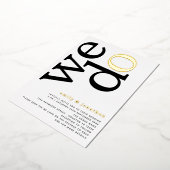 おしゃれなテキストQRコード ゴールドのリアルな箔押し招待状 箔招待状 (回転した状態)