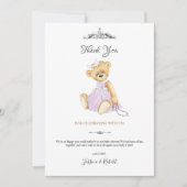 おしゃれなテディベアの小さな女性への感謝カード 招待状 (正面)