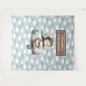 おしゃれなテディベアパイロットベイビーシャワーパーティーサイン タペストリー (正面(横))