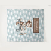 おしゃれなテディベアパイロット ベビーシャワー 背景 タペストリー (正面(横))