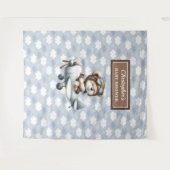 おしゃれなテディベアパイロット 青 茶色 お祝い タペストリー (正面(横))