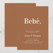 おしゃれなテラコッタのモダンなベビーシャワー 招待状 (正面/裏面)