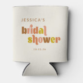 おしゃれなテラコッタ ピーチ レトロ カスタム ブライダルシャワー 缶クーラー (正面)