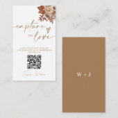 おしゃれなテラコッタ フラワー ラブをキャッチ QRコード エンクロージャーカード (正面/裏面)
