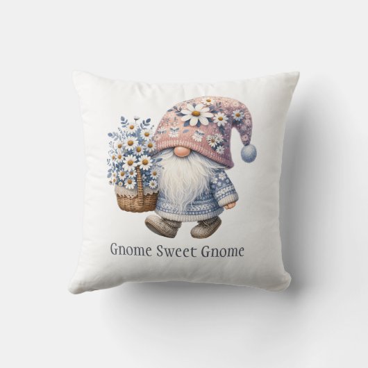 おしゃれなデイジー花の小人 かわいい ファンタジー クッション (裏面)