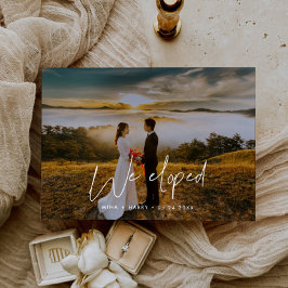 おしゃれなデザインの結婚写真カードで内緒の結婚を発表 案内状