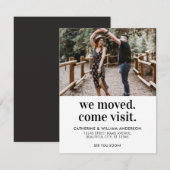 おしゃれなデザイン 引越しました 遊びに来てください フォト タイポグラフィー 移動 案内状 (正面/裏面)