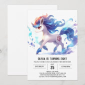 おしゃれなデジタル馬の誕生日 招待状 (正面/裏面)