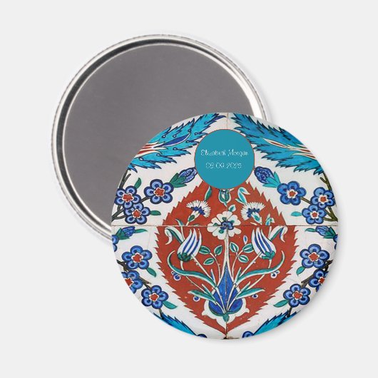 おしゃれなトルコの陶磁器の花柄 マグネット (正面/裏面)