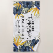 おしゃれなトロピカルウェディングタオル ビーチタオル (正面)