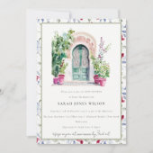 おしゃれなトロピカルモロッコ風ドアウェイ ベビーシャワー 招待状 (正面)