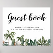 おしゃれなトロピカル水彩緑の葉 ポスター (正面)