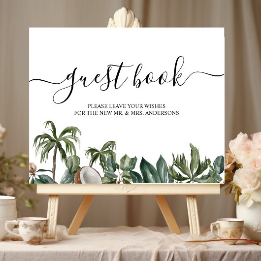 おしゃれなトロピカル水彩緑の葉 ポスター