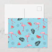 おしゃれなトロピカル フラミンゴ & わたあめ パターン ポストカード (正面/裏面)